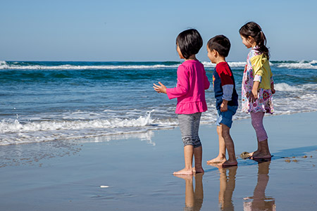 Three cousins at Mission Beach